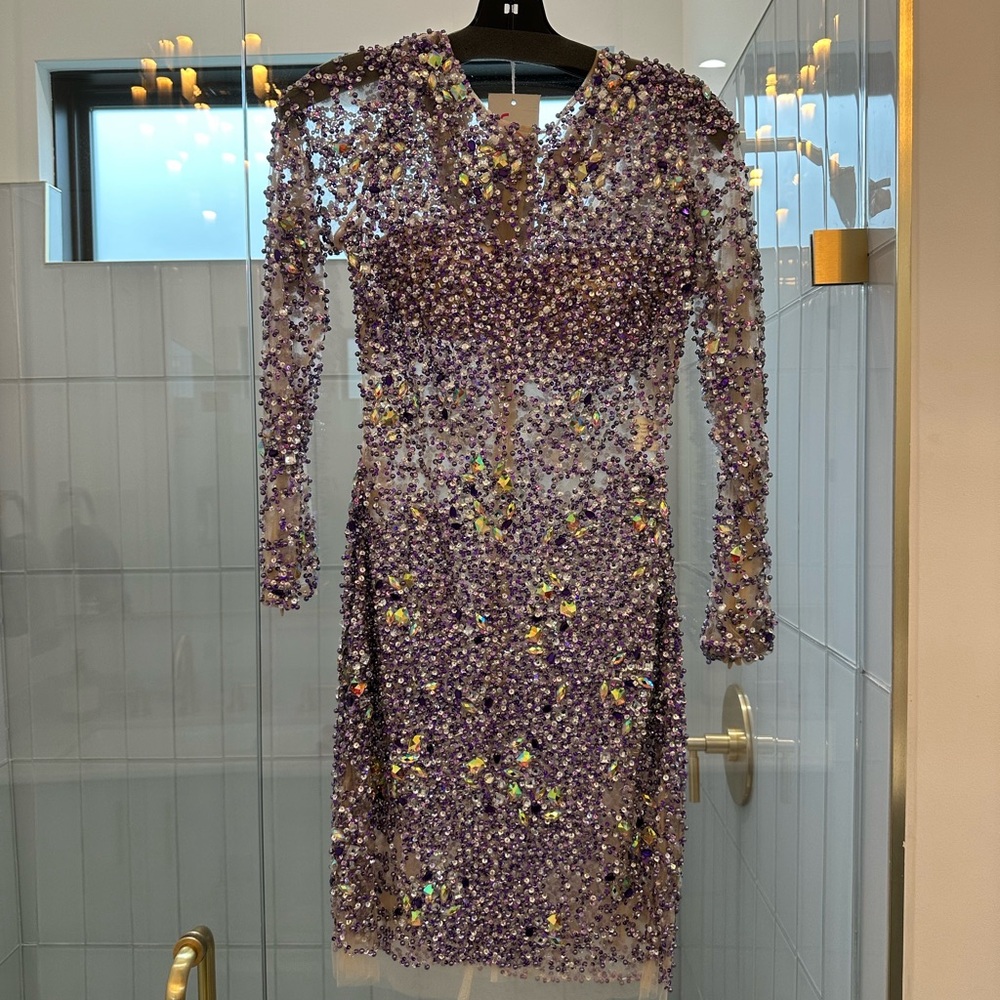Jovani Purple Mini Dress